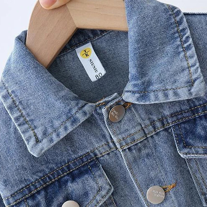 Daisy Cartoon Denim Jacket for Girls — Kids Casual Spring & Autumn Coat (Ages 2–7)