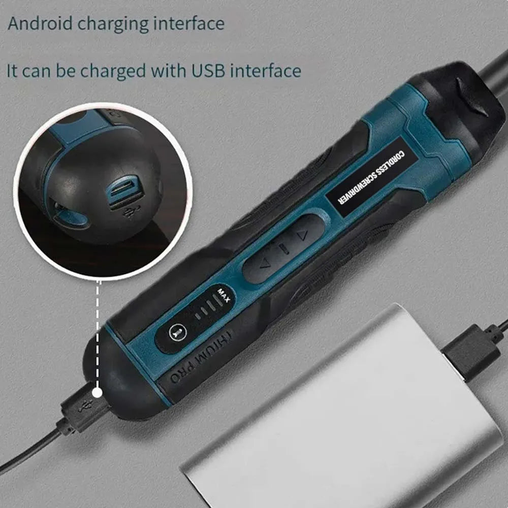 Mini Cordless Electric Screwdriver 3.6V Rechargeable 1300mAh, 5Nm Torque Precision Kit with Bits