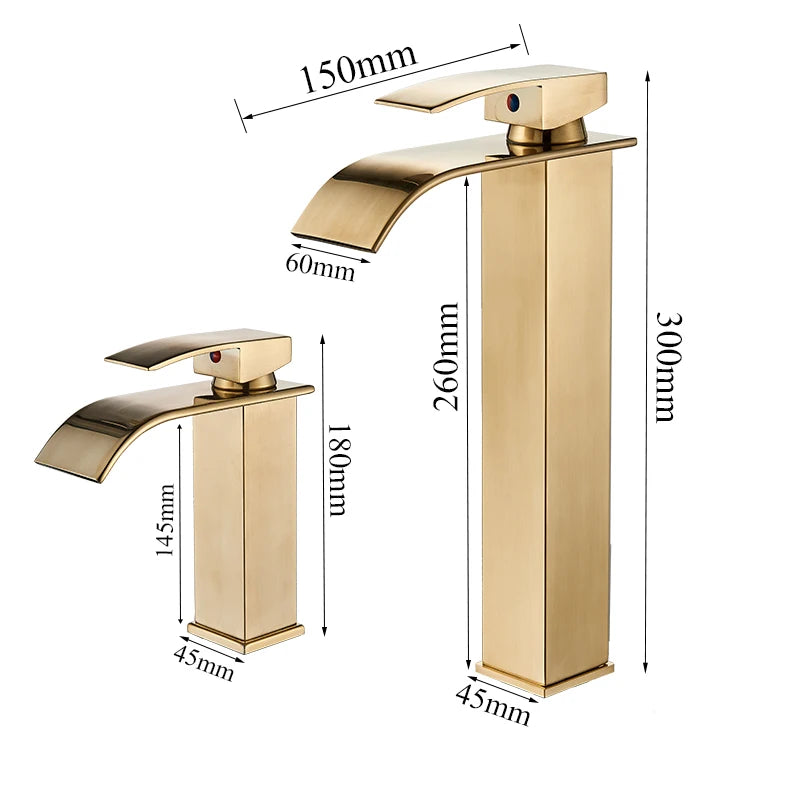 Waterfall Basin Faucet - Single Handle Deck-Mounted Mixer Tap for Bathroom Sink (Hot & Cold)