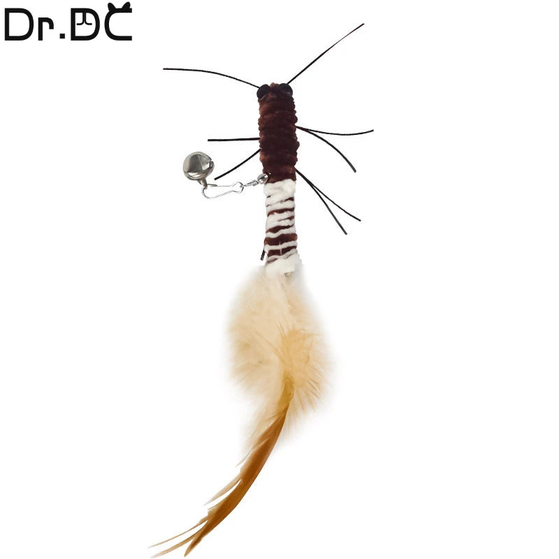 Dragonfly Feather Cat Teaser Toy with Detachable Wand and Bell, Interactive Cat Toy