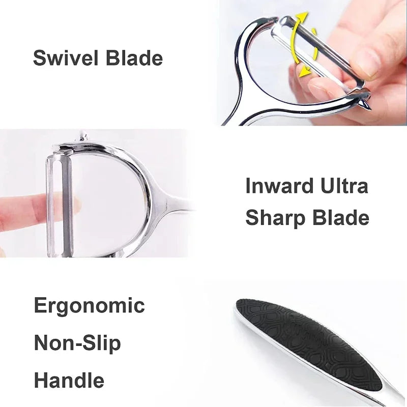 Stainless Steel Vegetable Peeler – Multi-Function Julienne, Serrated & Straight Blades for Potatoes, Carrots & Fruit