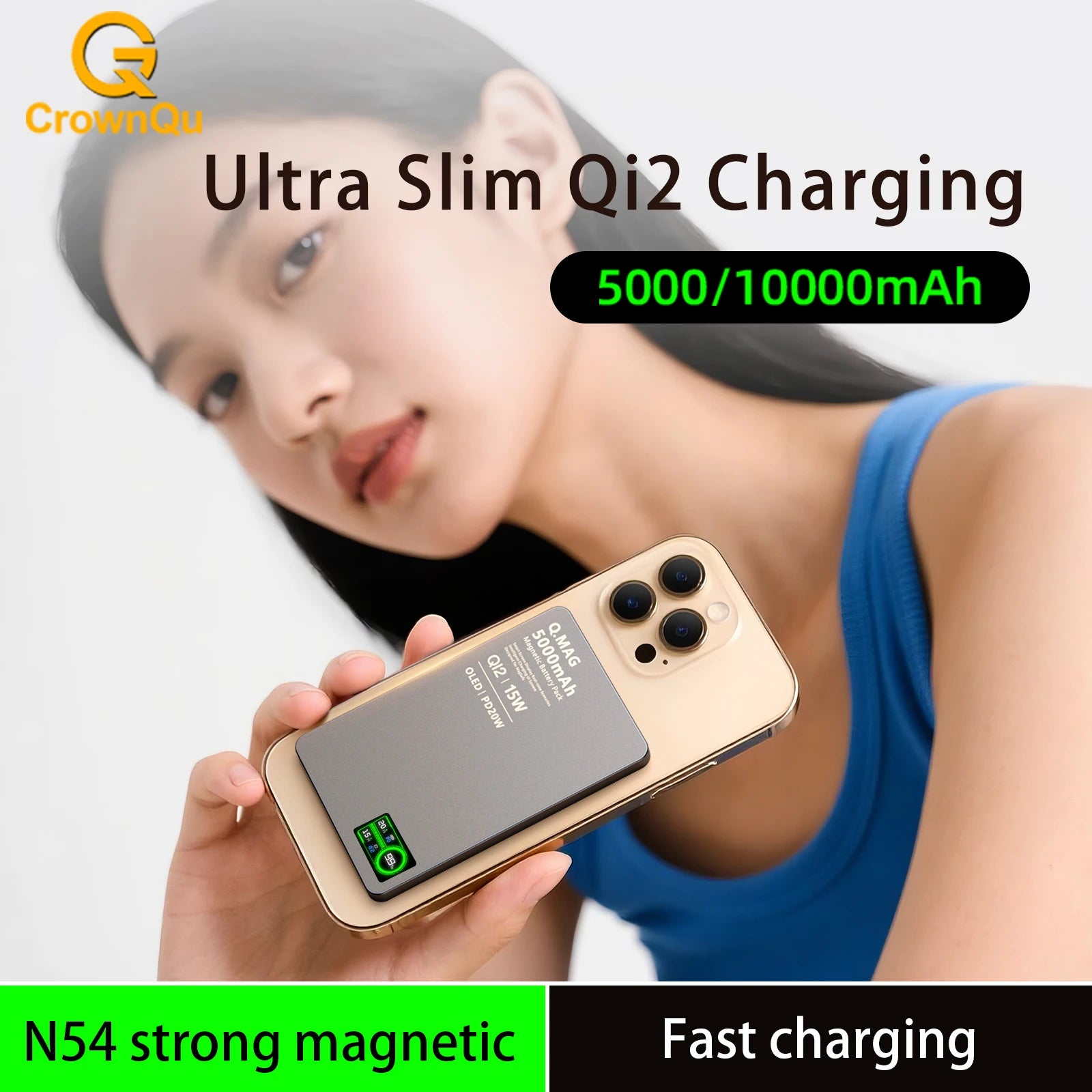 Qi 2.1 Magnetic Power Bank 3-in-1 Wireless Fast Charger 5000/10000mAh for iPhone, Apple Watch and AirPods, 15W Magnetic Wireless & 20W PD Portable Battery