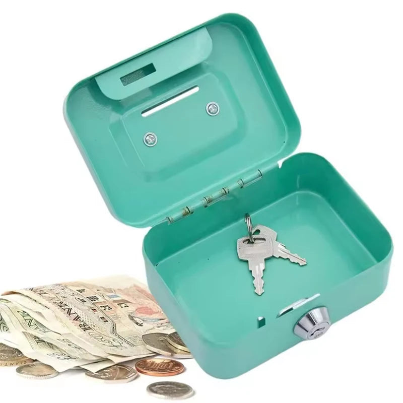 Mini Metal Money Box with Key Lock – Lockable Coin Safe for Adults & Kids