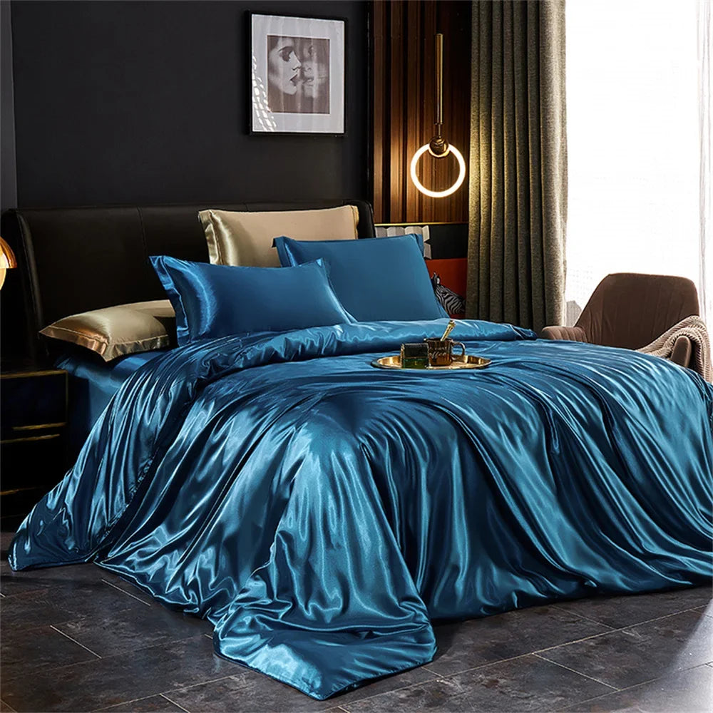 Luxury Silk-Feel Satin Bedding Set - Duvet Cover, Bed Sheet & Pillowcases - Twin/Full/Queen/King (3-5 Pc)