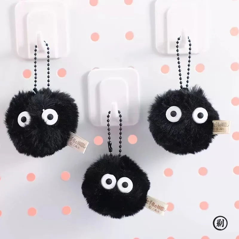 5 or 10-Pack Plush Coal Ball Keychains, Cute Black Cartoon Bag Charms & Pet Toy Accessories