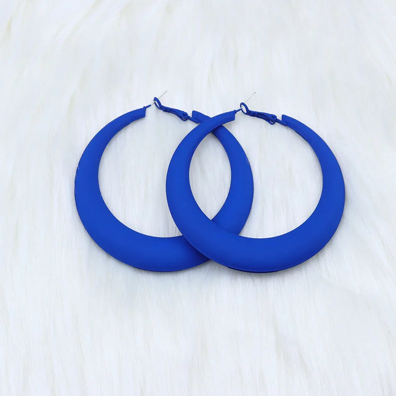 Oversize Red & Blue Metal Hoop Earrings for Women – 72mm (2.83 in) Round Statement Hoops