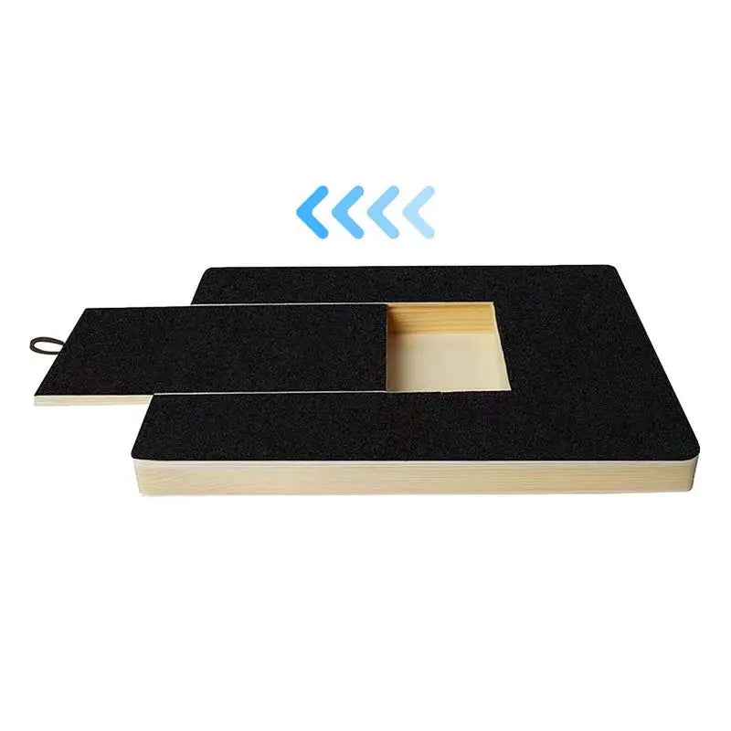 Dog Nail File Scratch Board with Pull-Out Sandpaper and Built-In Treat Box — Wooden Nail Trim Pad 36 x 5 x 25 cm (14.2 x 2.0 x 9.8 in)