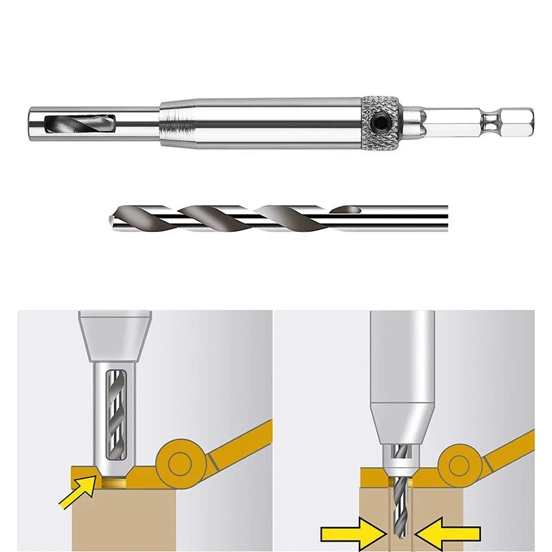 HSS Self-Centering Hinge Drill Bit for Door & Cabinet 1pc 5/64–1/4 in (2.0–6.3 mm) Wood Reaming & Countersink Tool
