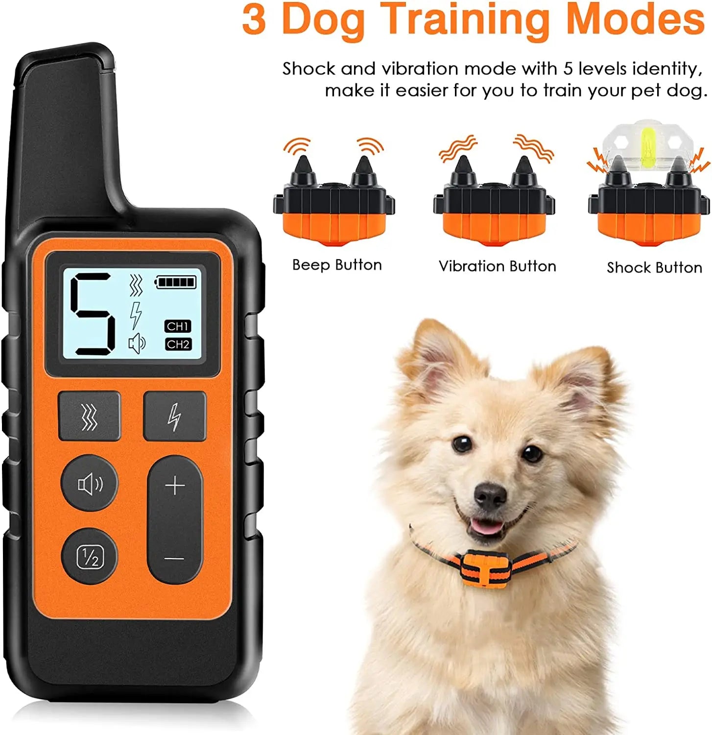 Waterproof Remote Dog Training Collar – 500m Range Rechargeable with Shock, Vibration & Tone, Adjustable 14–27 in (35–69 cm)