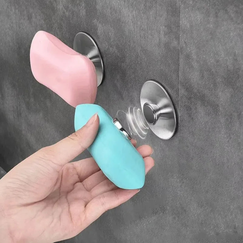 Magnetic Stainless Steel Soap Holder - Nail-Free Wall Mount with Suction Cup (1pc/3pc Set)