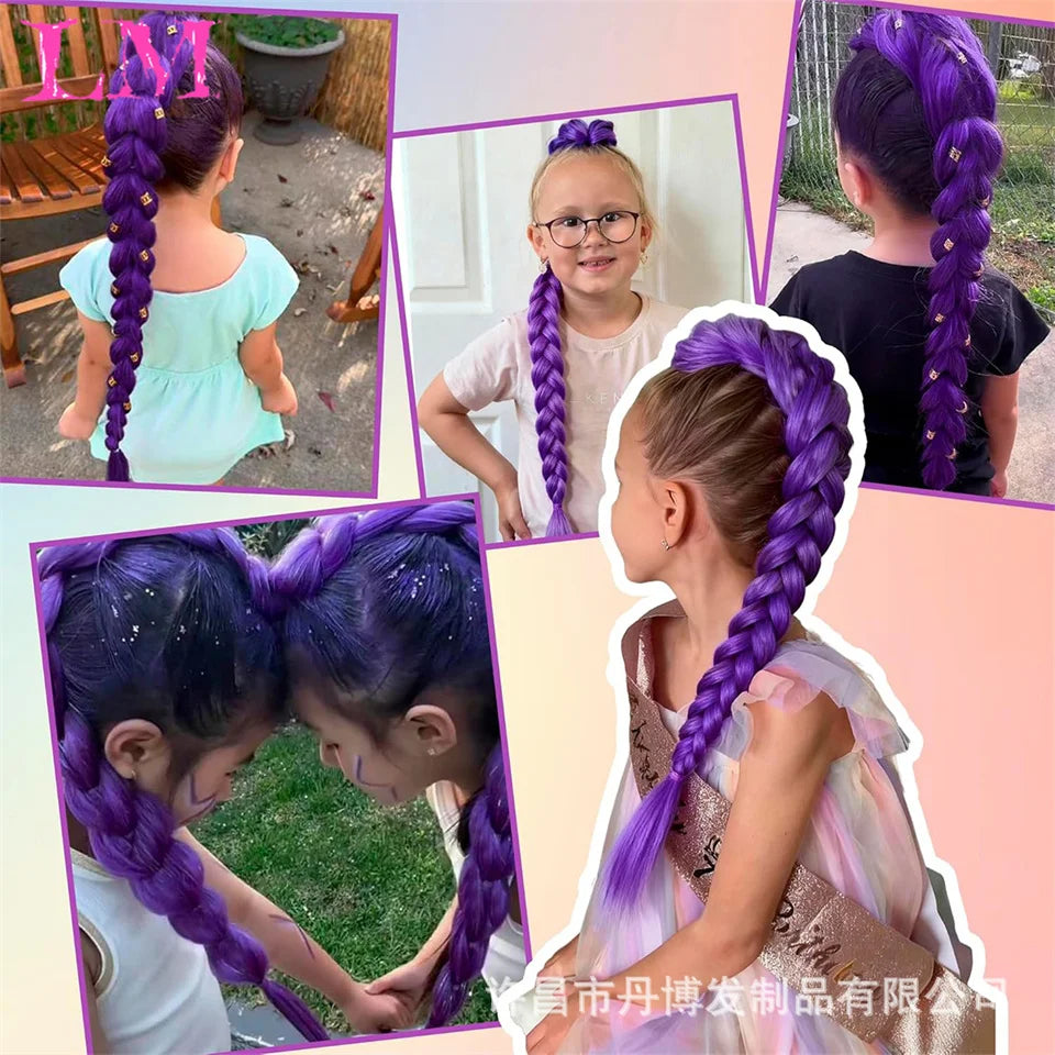 32-Inch (81 cm) Purple Synthetic Braiding Hair Extensions, 100 g – Long Straight Braids for Cosplay & Parties