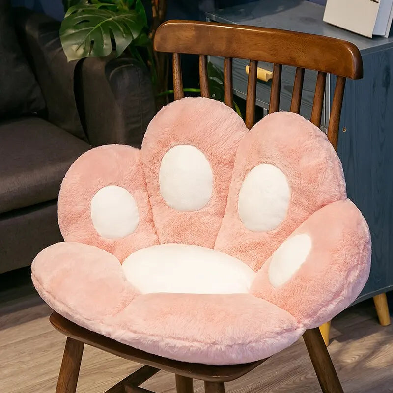 Kawaii Cat Paw Plush Floor Cushion 70 × 60 cm (27.6 × 23.6 in) — Soft Stuffed Seat Pillow Butt Pad for Home, Office & Nap