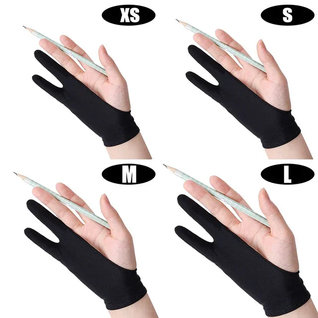 Two-Finger Artist Drawing Glove – Anti-Friction Palm Rejection for Graphics Tablets, iPad & Stylus