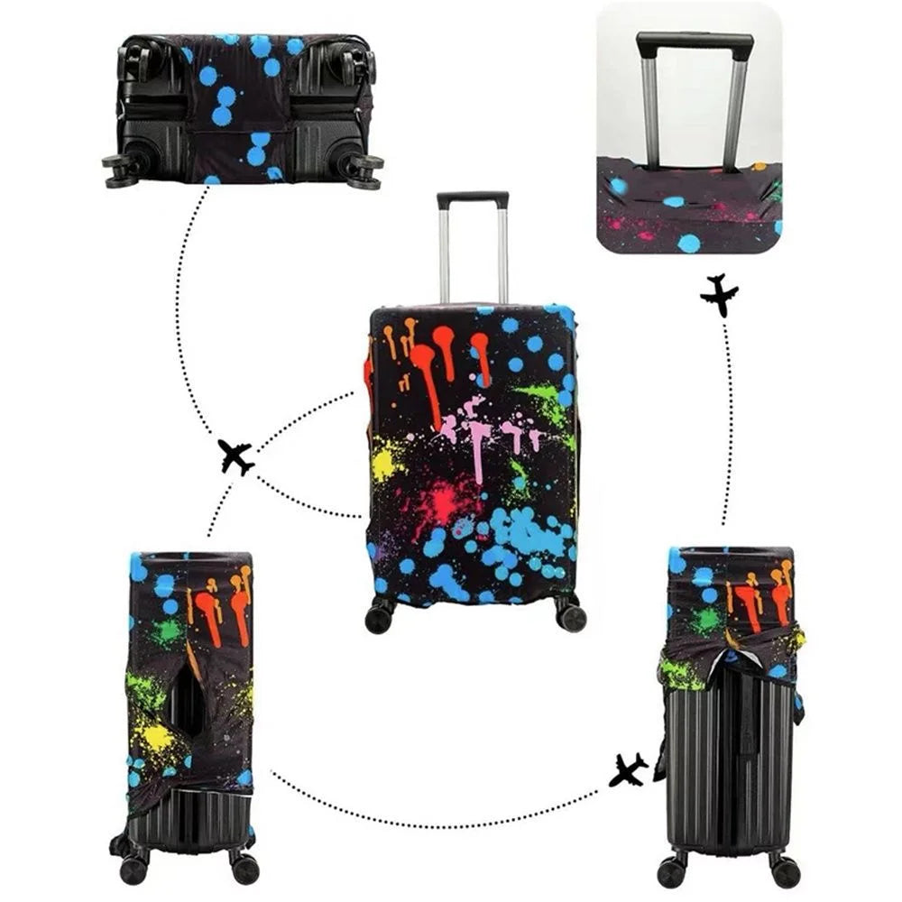 Washable Stretch Luggage Cover - Suitcase Protector for 18–32 Inch (45–81 cm) Suitcases | Geometric Print Travel Accessory