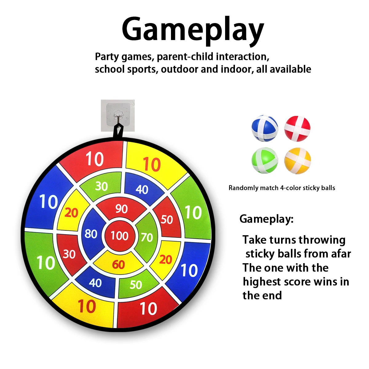 12-Pack Sticky Ball Dart Disc Set – 36 cm (14.2 in) Suction Sticky Balls for Kids, Indoor & Outdoor Party Game, Birthday Gift