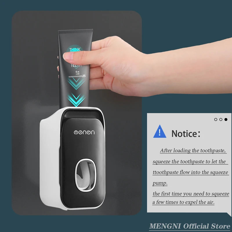 Automatic Wall-Mounted Toothpaste Dispenser & Toothbrush Holder – Punch-Free Bathroom Organizer