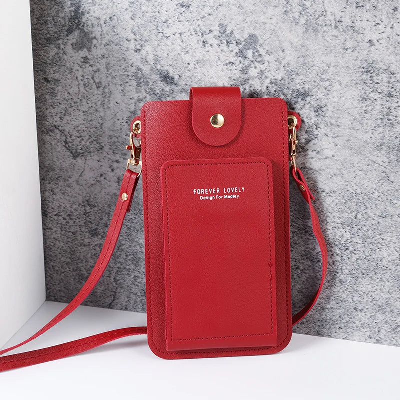 Solid Color Minimalist Shoulder Crossbody Phone Bag – Women's Card & Driver's License Wallet