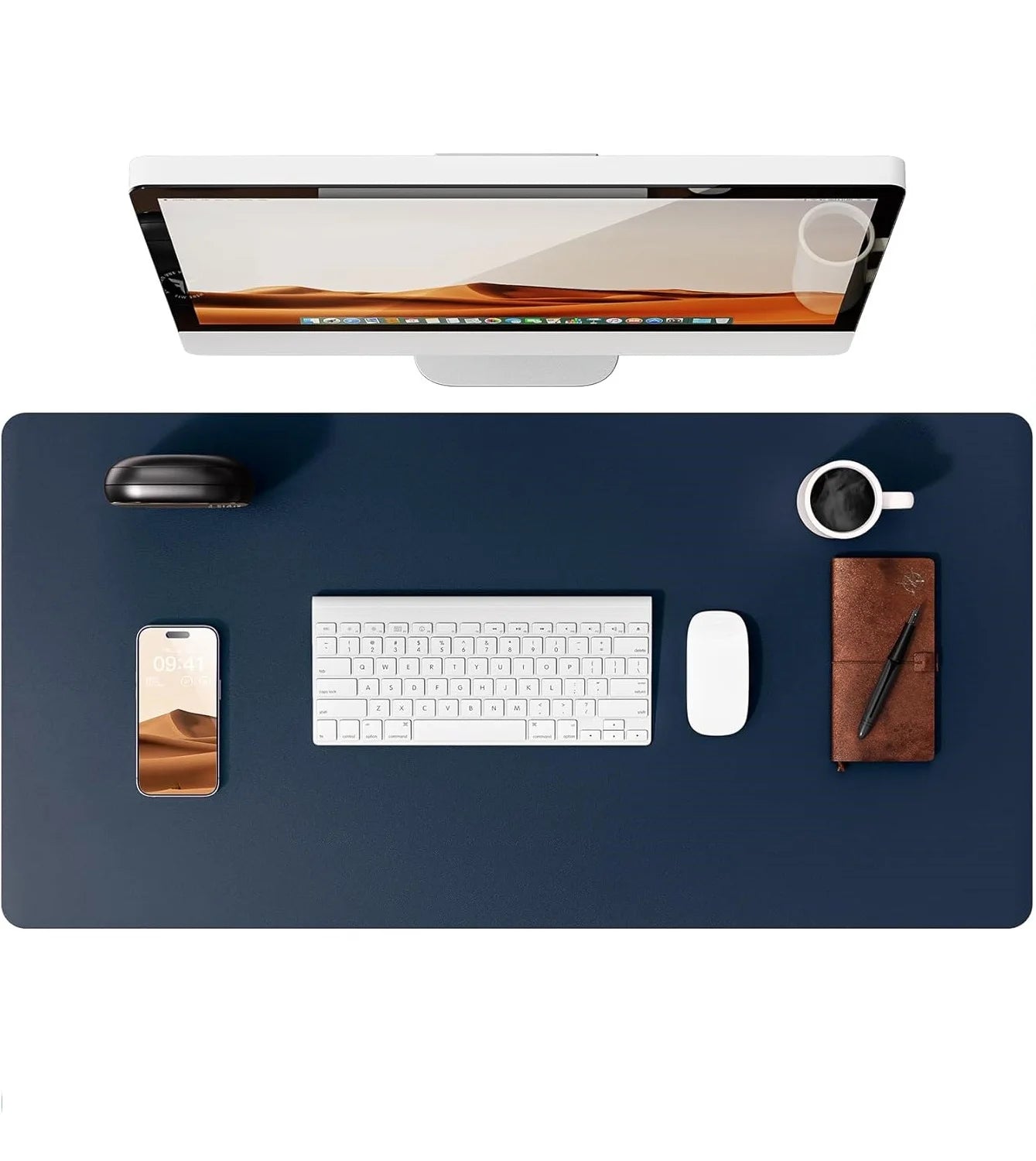 Large PU Leather Desk Pad - Non-Slip Waterproof Office Mouse Pad & Laptop Desk Mat