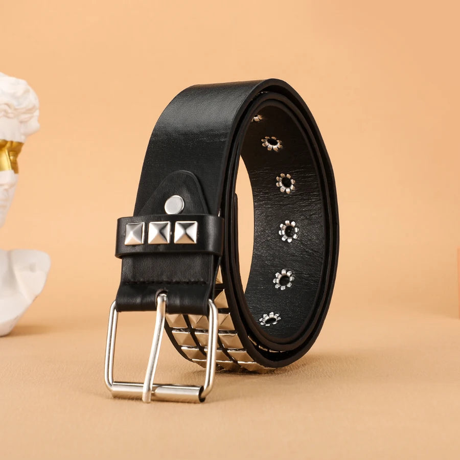 Rivet Stud Heavy Metal Punk Belt for Men & Women, Y2K Rock Jeans Belt (1.5 in / 3.8 cm)