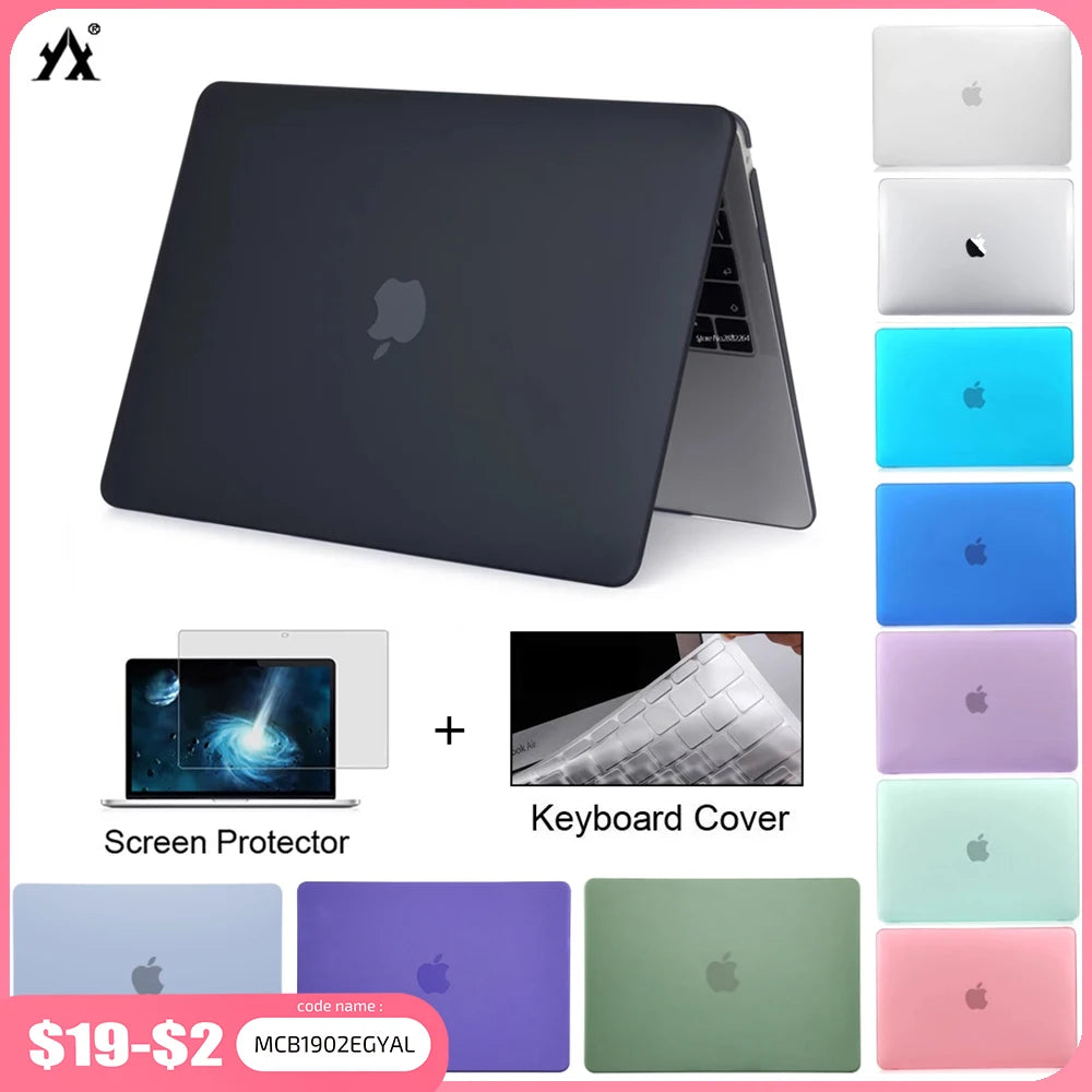 Hard Shell Protective Laptop Case for MacBook Air & Pro 13/13.6/14/16 Inch – PVC Snap-On Cover with Keyboard Cover & Screen Protector