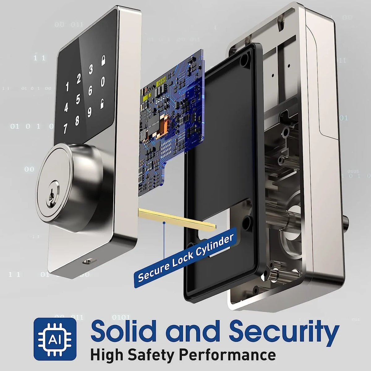 Smart Touchscreen Deadbolt Lock – Keyless Entry, 50 User Codes, Auto-Lock, IP66 Waterproof, Fits 1.4–2.0 in (35–50 mm) Doors, Easy DIY Install