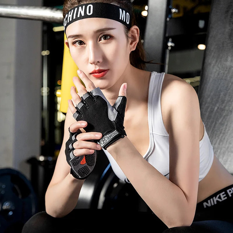 Fingerless Gym Gloves for Men & Women - Anti-Slip Breathable Workout & Cycling Gloves