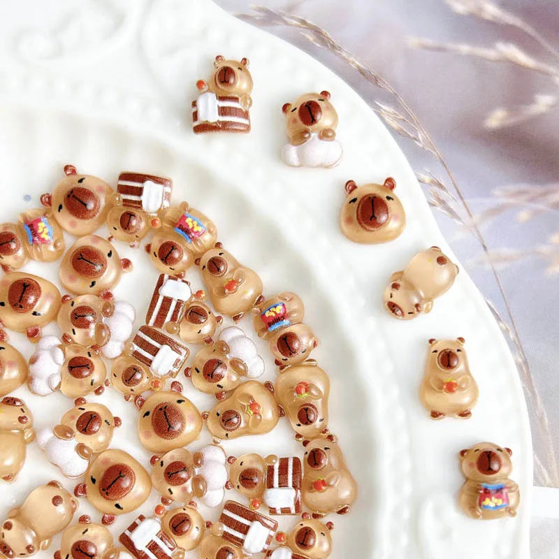 50pcs Cute Resin Capybara Nail Charms for Nail Art view 5