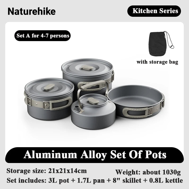 4-7 Person Camping Cookware Set - Lightweight Aluminum Pot Set for Outdoor Picnic & Backpacking