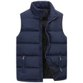 Men's Water-Resistant Vest Jacket - Warm Sleeveless Zipper Waistcoat with Stand-Up Collar, Casual Travel Outerwear