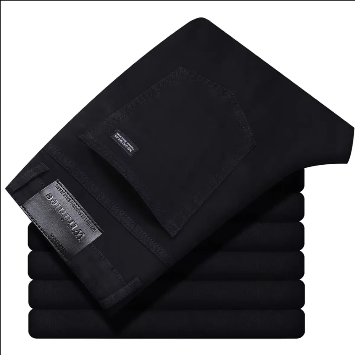 Men's Straight Stretch Denim Jeans - Business Casual Blue/Black