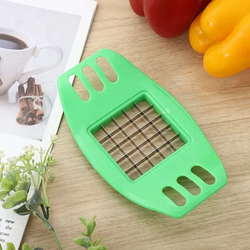 French Fry Cutter Potato Slicer – Vegetable Chopper for Homemade Chips, Metal Blades with ABS Handle (6.7 x 3.9 in / 17 x 10 cm)