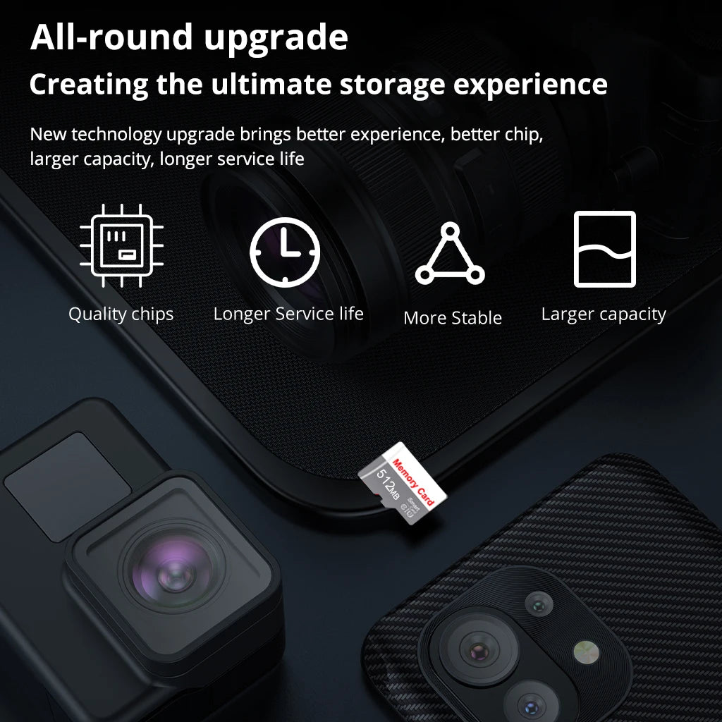TF / Micro SD Memory Card 64MB 128MB 256MB 512MB Class 10 U3 V30 High-Speed for CCTV Camera Phone Tablet