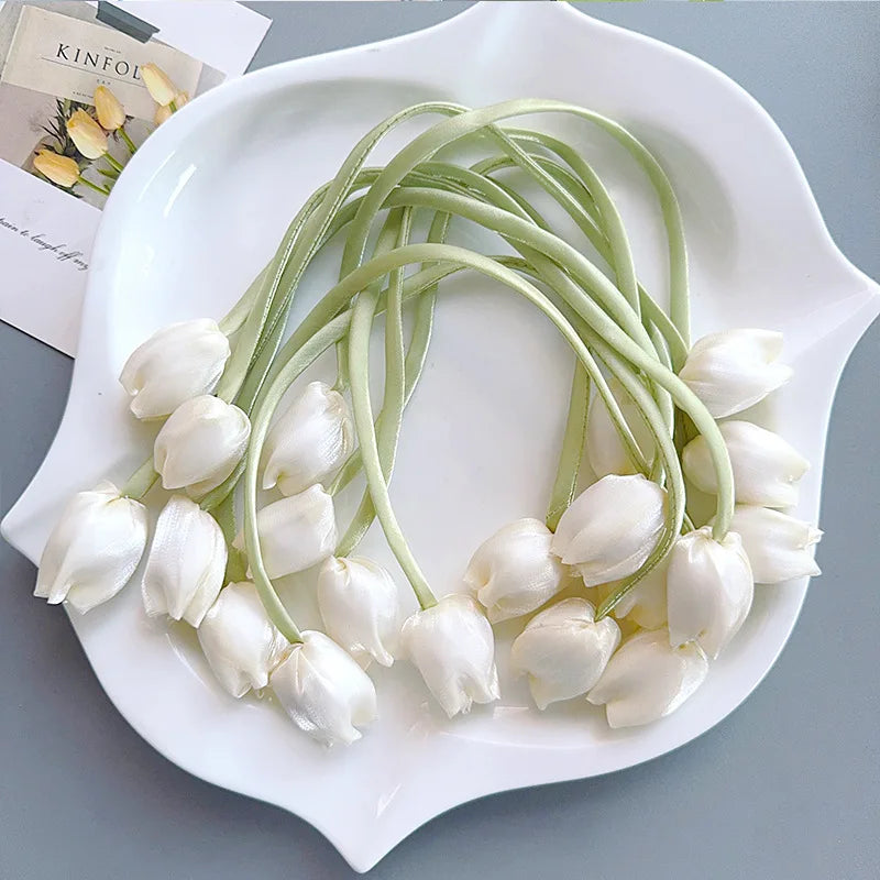 20-Pack Artificial Tulip Flower Hair Clips – DIY Hair Accessories & Headband Embellishments