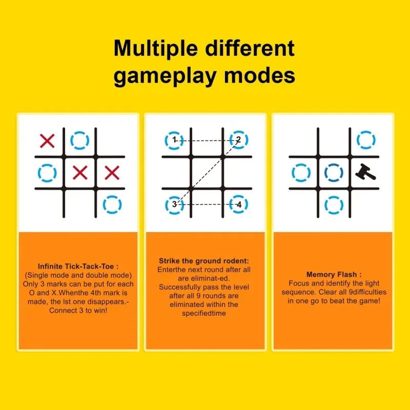Portable Electronic Tic Tac Toe Game for Kids Educational Strategy Interactive Parent-Child Brain Toy
