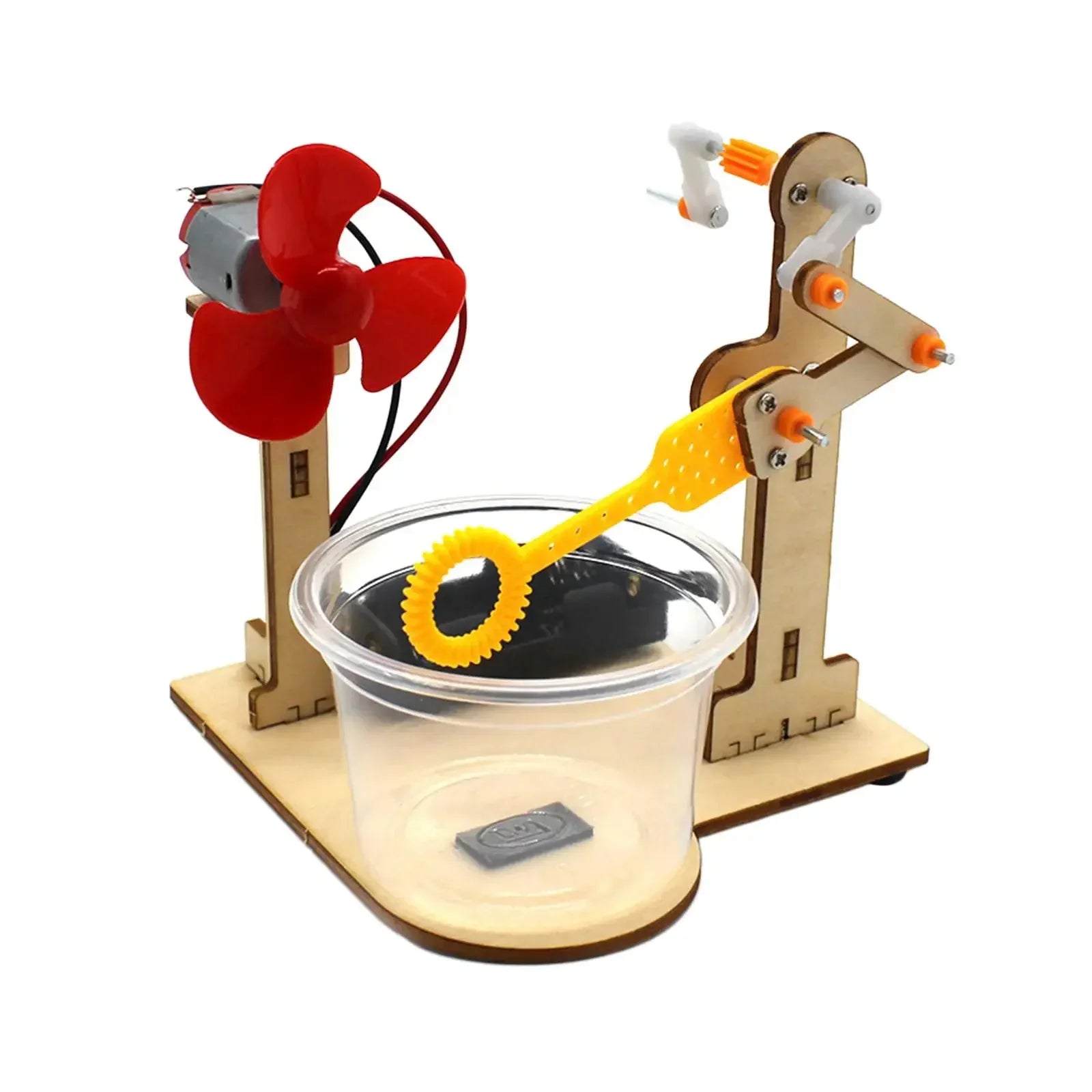 DIY Wooden Science Experiment Kit for Kids Ages 6-12 — Hand-Crank Bubble Machine STEM Toy