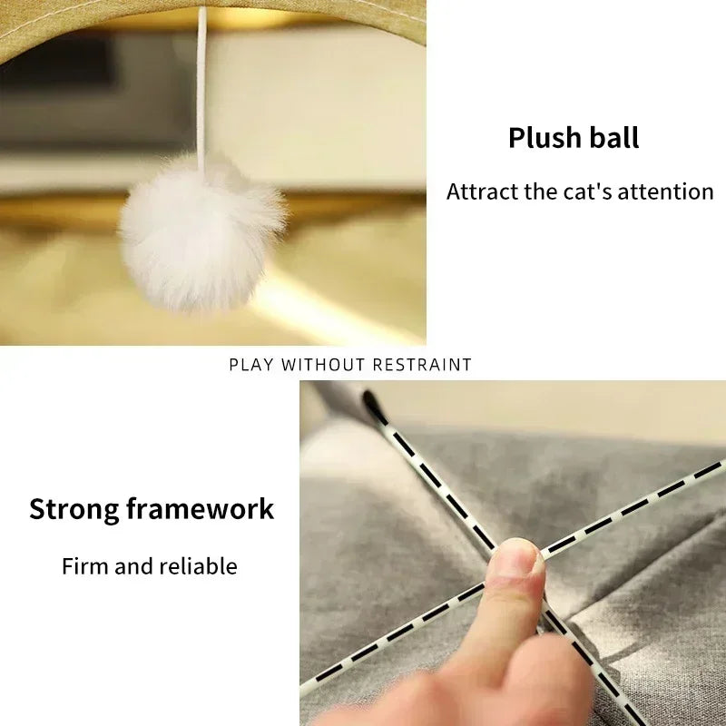 Removable Pet Tent Bed Semi-Enclosed Fleece Cat & Small Dog Sofa Basket Cozy Cave Sleeping Bed for Indoor Room Decor