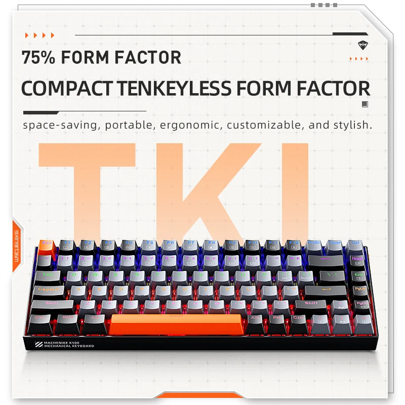 75% TKL 84-Key Hot-Swappable Mechanical Gaming Keyboard — Wired USB-C, Doubleshot PBT Keycaps, 6-Color Backlight