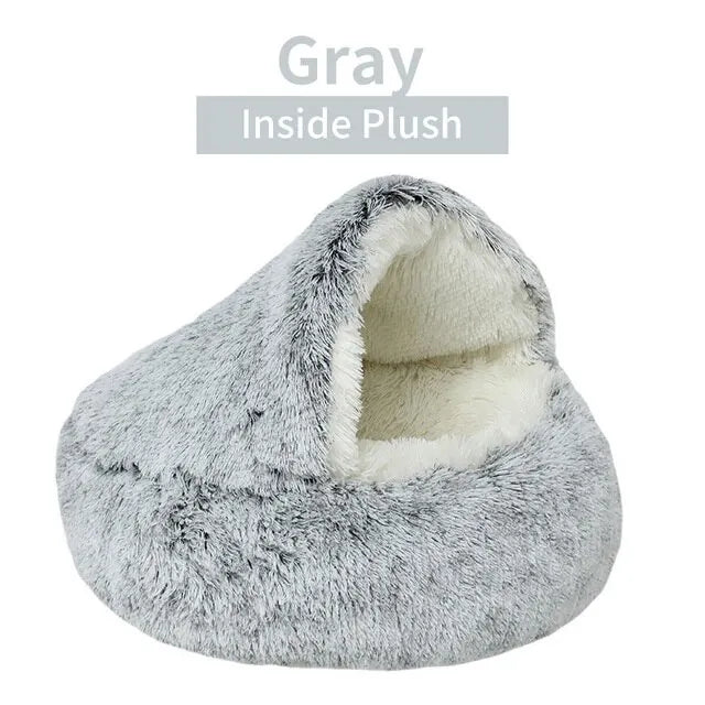 Plush Round Pet Bed 2-in-1 Removable Cover for Cats & Small Dogs – 40 cm (15.7 in), 50 cm (19.7 in)