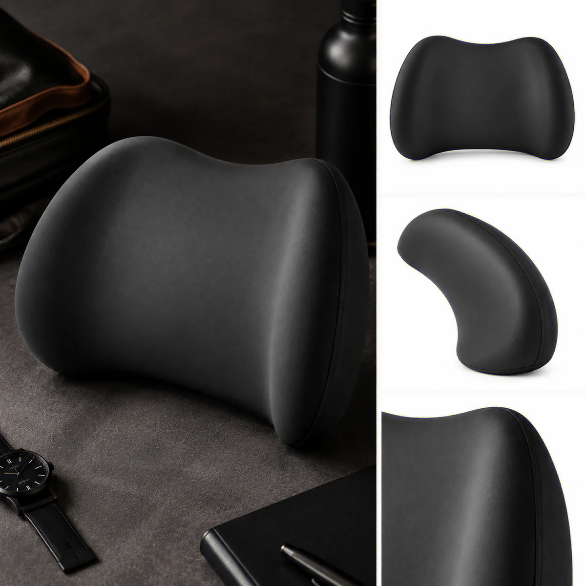 Ergonomic Memory Foam Lumbar Support Pillow - Detachable Washable Cover for Office Chair, Car Seat & Bed
