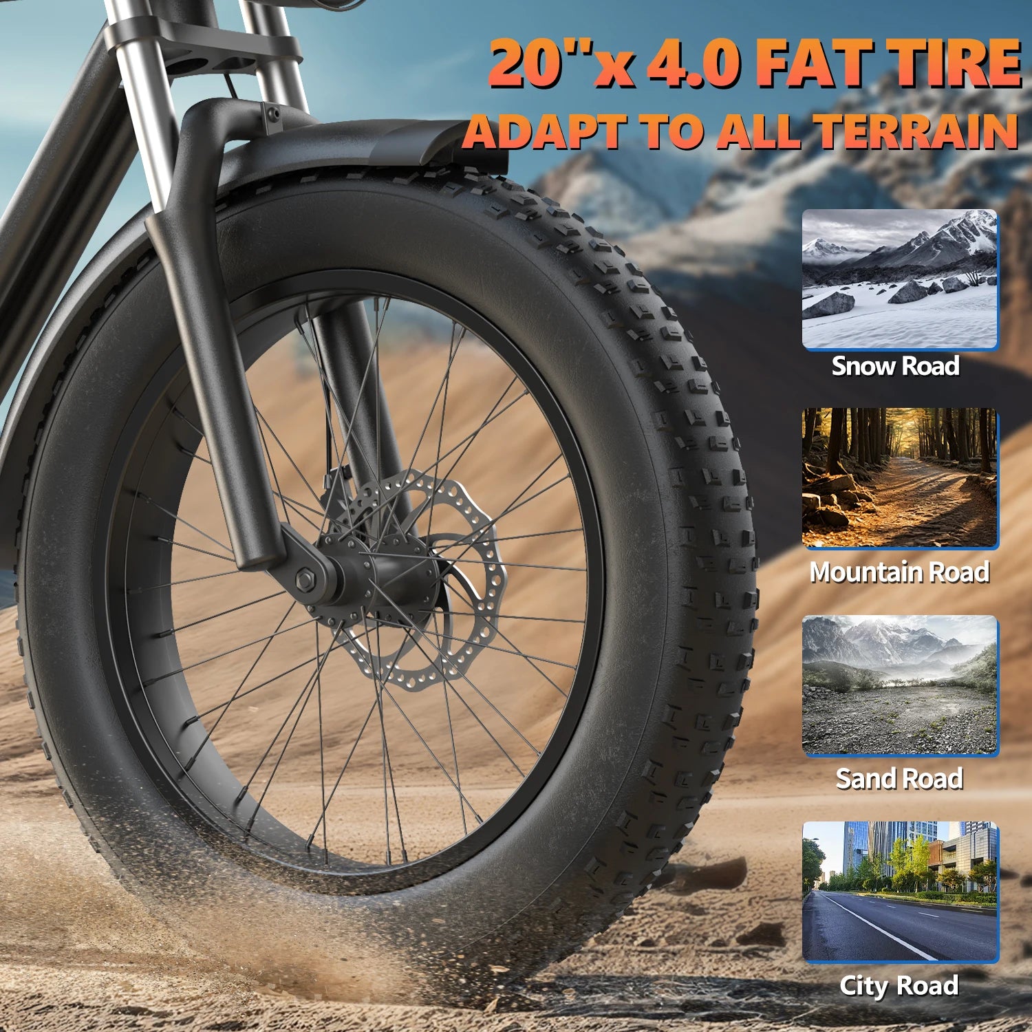 1500W 48V 23Ah Electric Mountain Bike - 20-Inch (50.8 cm) Fat Tire Adult Off-Road E-Bike, Brushless Motor, Long-Range Battery