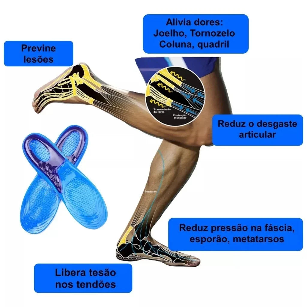 Anti-Impact Silicone Gel Orthopedic Insoles – Shock-Absorbing Foot Pads, Adjustable Fit EU 35–43 (24–28 cm / 9.4–11.0 in)