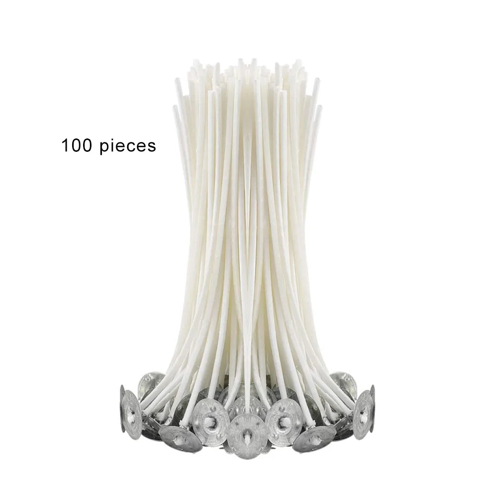 100-Pack Pre-Waxed Pure Cotton Candle Wicks 9/15/20 cm (3.5/5.9/7.9 in) Smokeless DIY Candle Making
