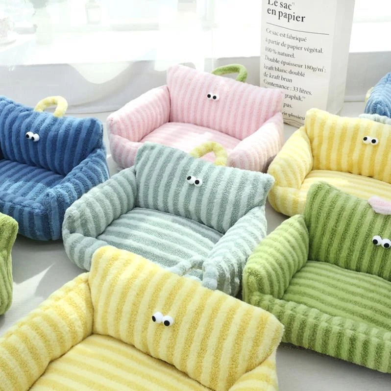 Winter Warm Pet Sofa Bed — Plush Kennel Cushion for Small Dogs & Cats