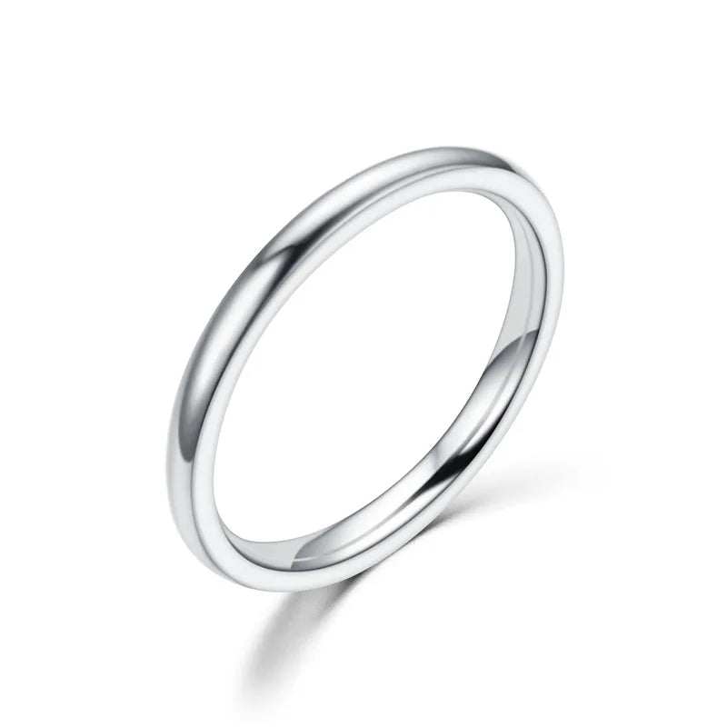 2mm (0.08 in) Rose Gold Stainless Steel Thin Band - Minimal Stackable Women's Wedding Ring Gift