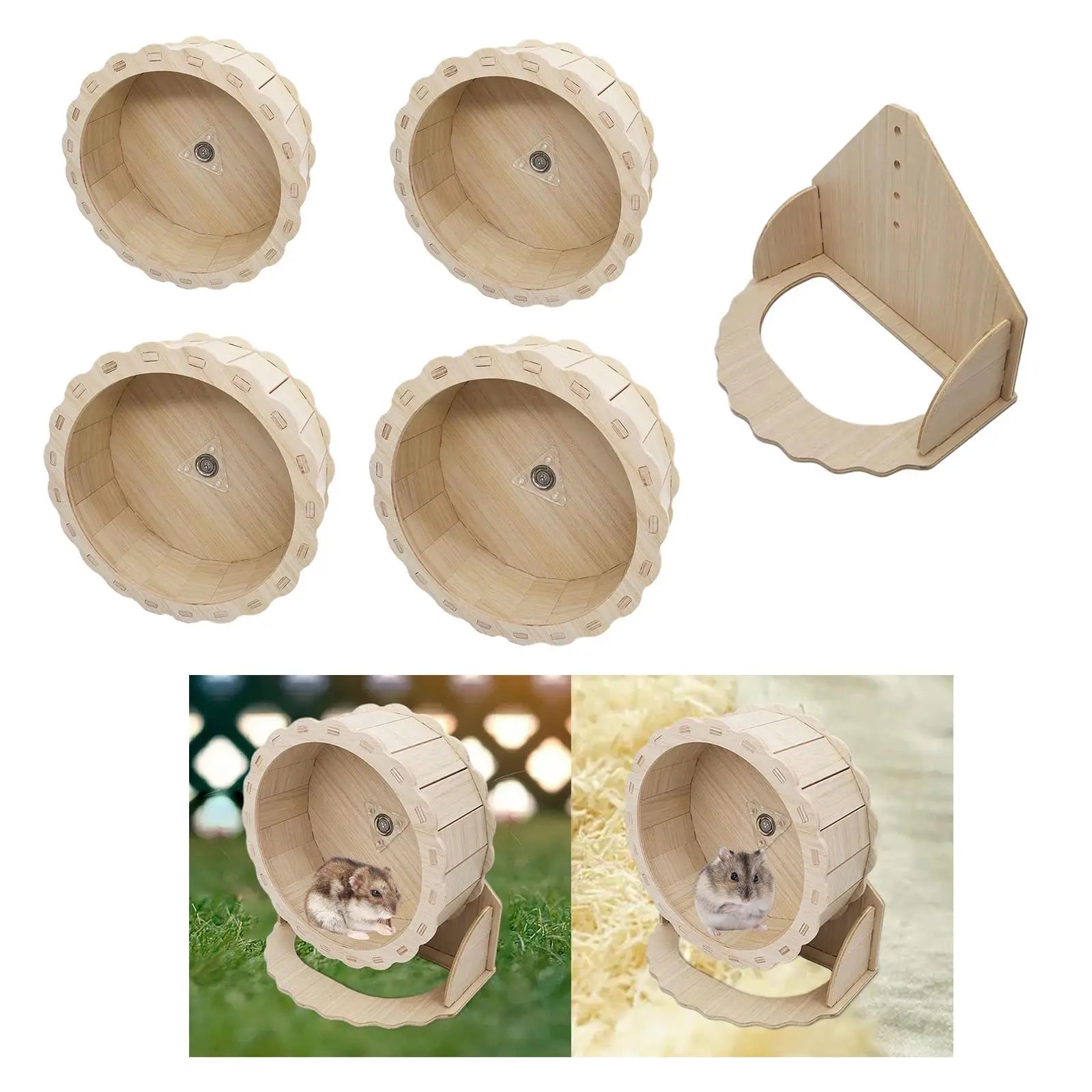 Wooden Silent Hamster Exercise Wheel — Running Wheel for Hamsters, Gerbils & Small Pets (15–23 cm / 5.9–9.1 in)