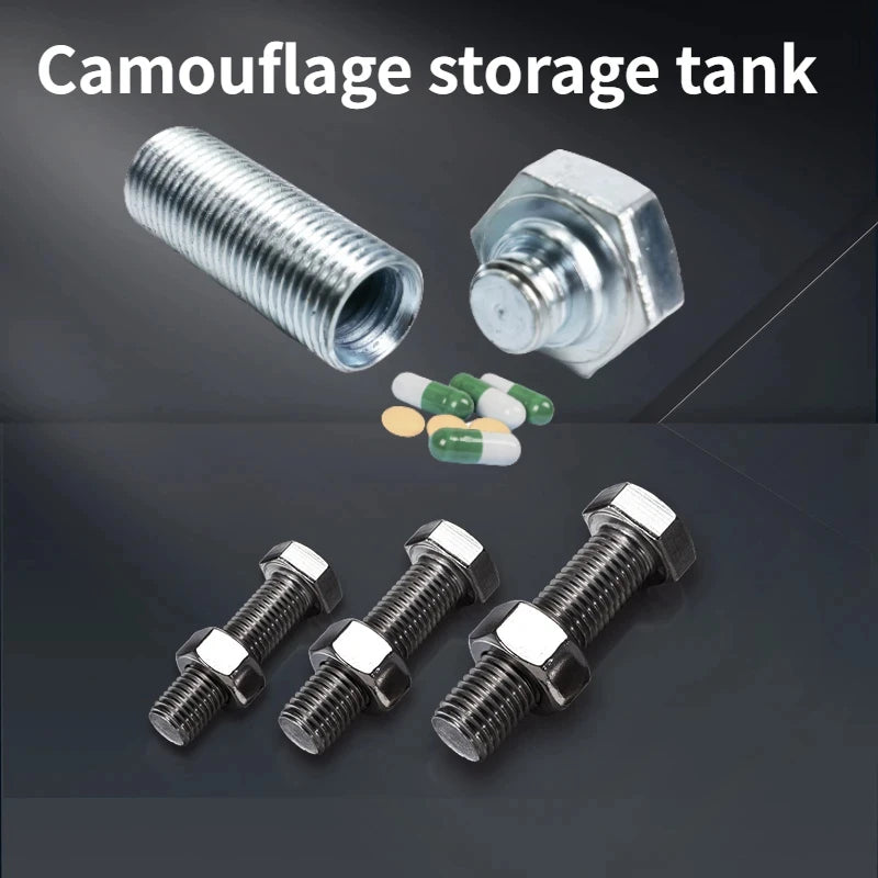 Hidden Screw Bolt Stash Safe — Metal Diversion Container for Cash, Pills & Small Valuables