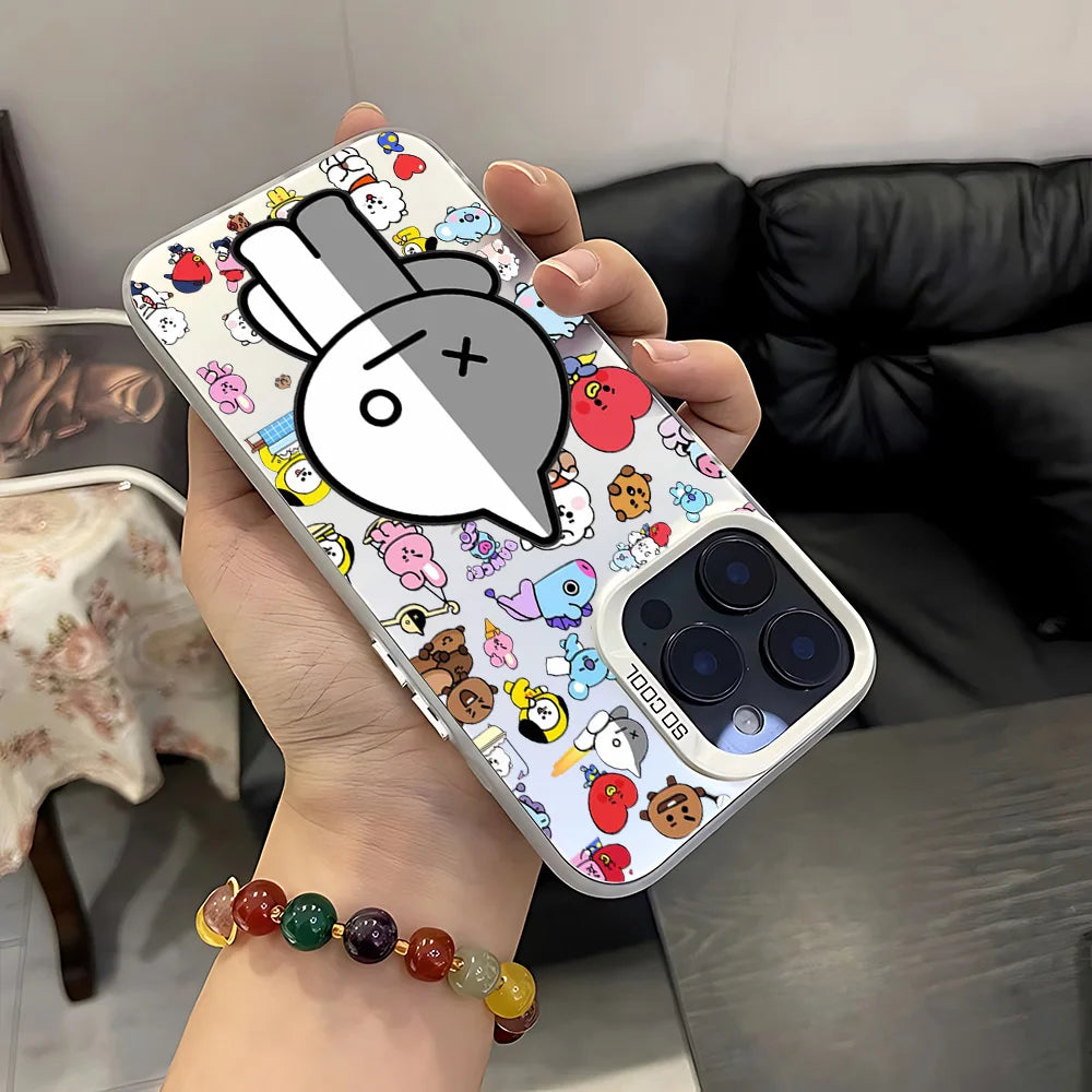 Cute Cartoon Phone Case for iPhone – Matte Silicone Anti-Fall Shockproof Protective Cover