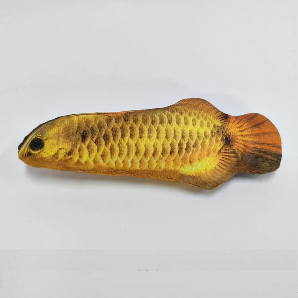 3D Fish-Shaped Plush Cat Toy, Interactive Chew & Teaser, 20 cm (7.9 in)