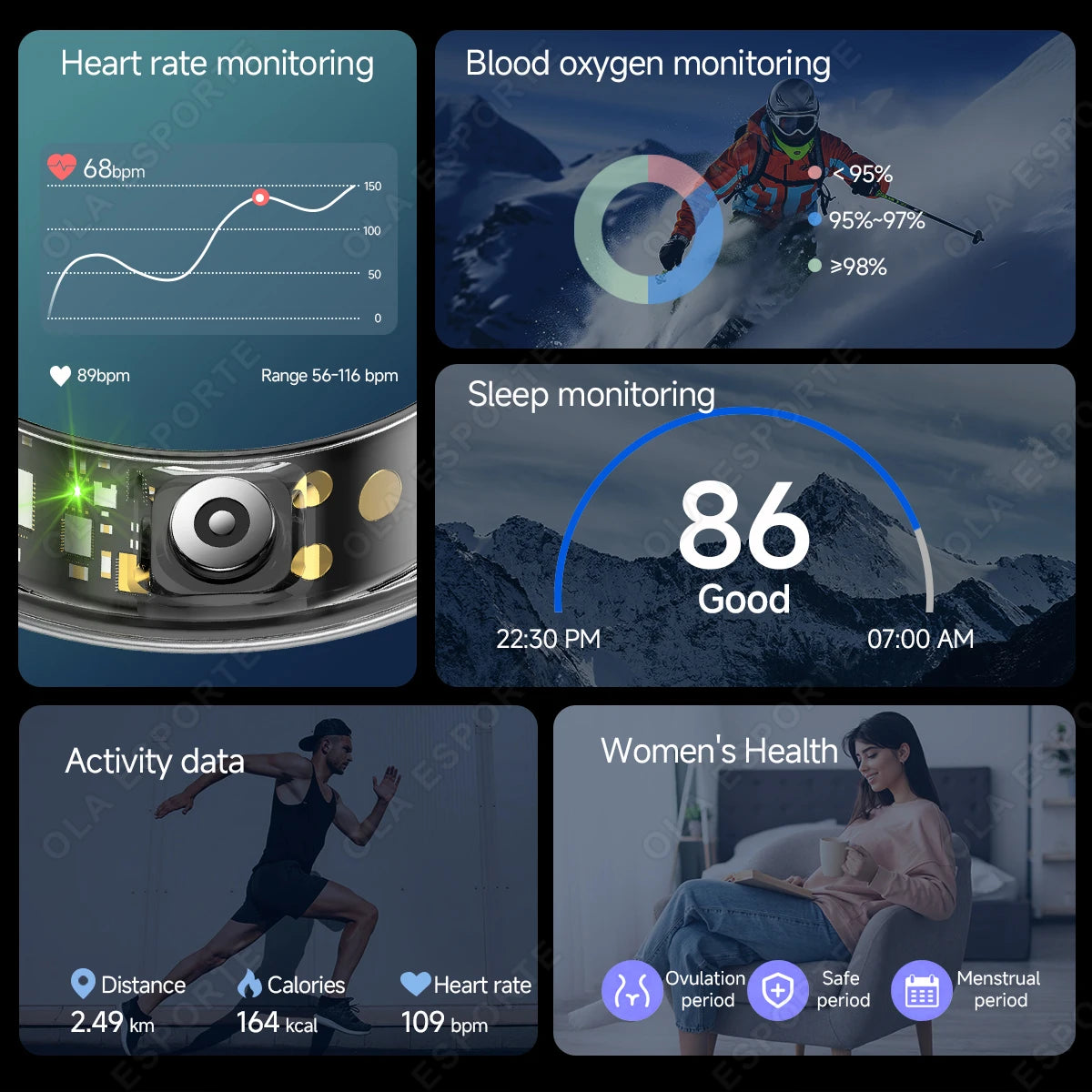 Smart Ring with Charging Case – Unisex Health Tracker, Heart Rate & SpO2 Monitor, Sleep Tracking, IP68 Waterproof, Multi-Sport Modes, Multiple Sizes