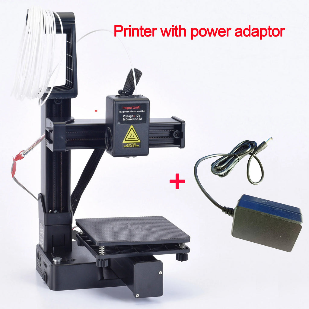 Entry-Level 3D Printer – PLA & TPU 1.75mm Filament Compatible, 100×100×100 mm (3.94×3.94×3.94 in) Build, Includes 12V Power Adapter